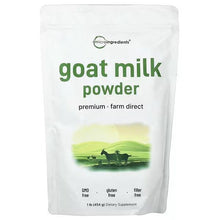 Goat milk powder pouch, white with green front label