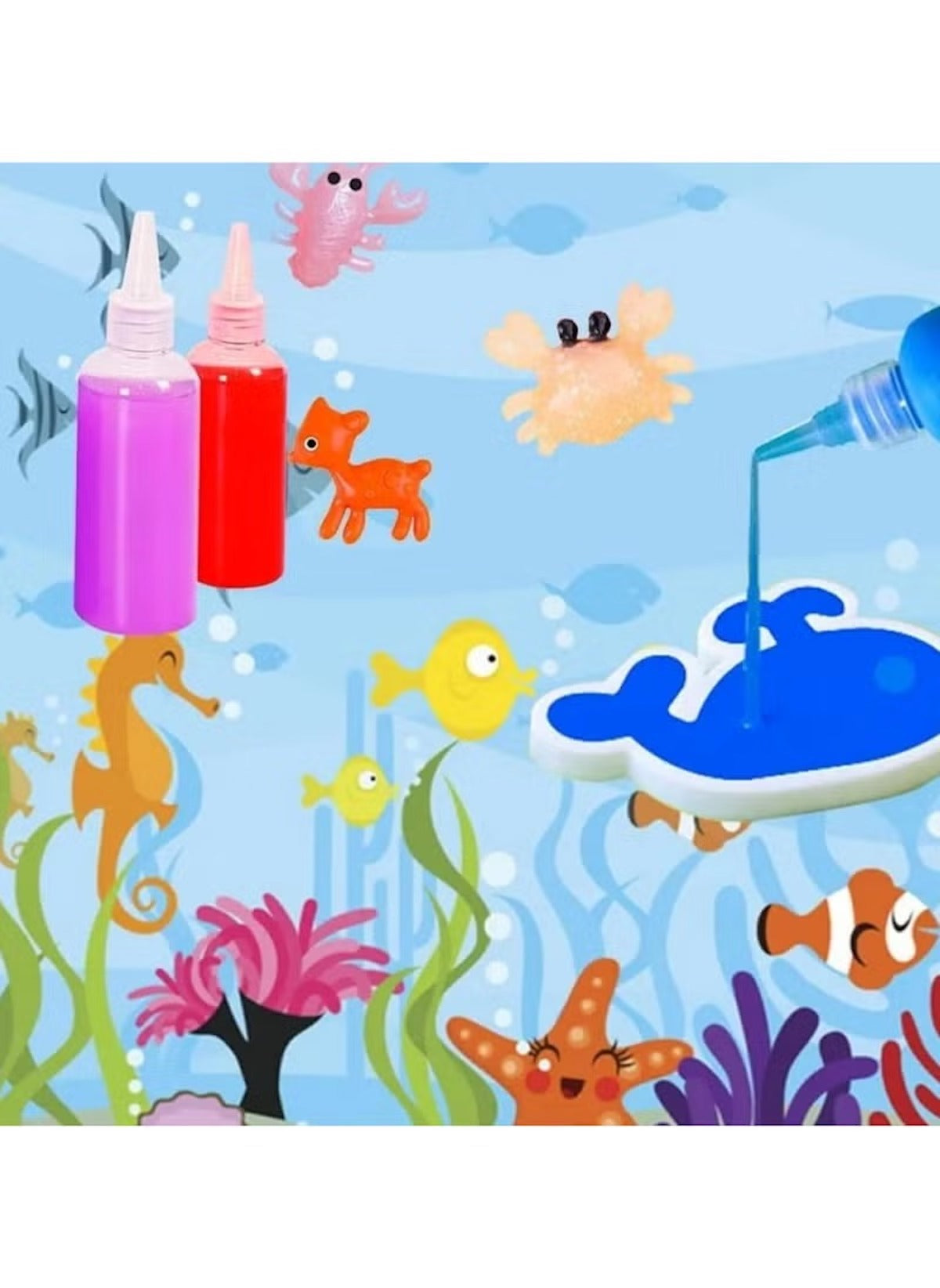 Huitich 9-color water art kit for children with colorful paint bottles and sea animal designs