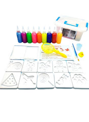Huitich 9-color water art kit for children with colorful paint bottles and stencil templates