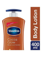 Vaseline Cocoa Glow body lotion 400 ml with cocoa & shea butter, pump bottle