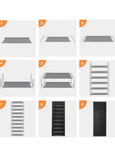 9-tier shoe rack assembly diagram showing shelf frames and base panels