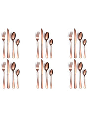 Juego de cubiertos Huitich de acero inoxidable de 24 piezas en oro rosa