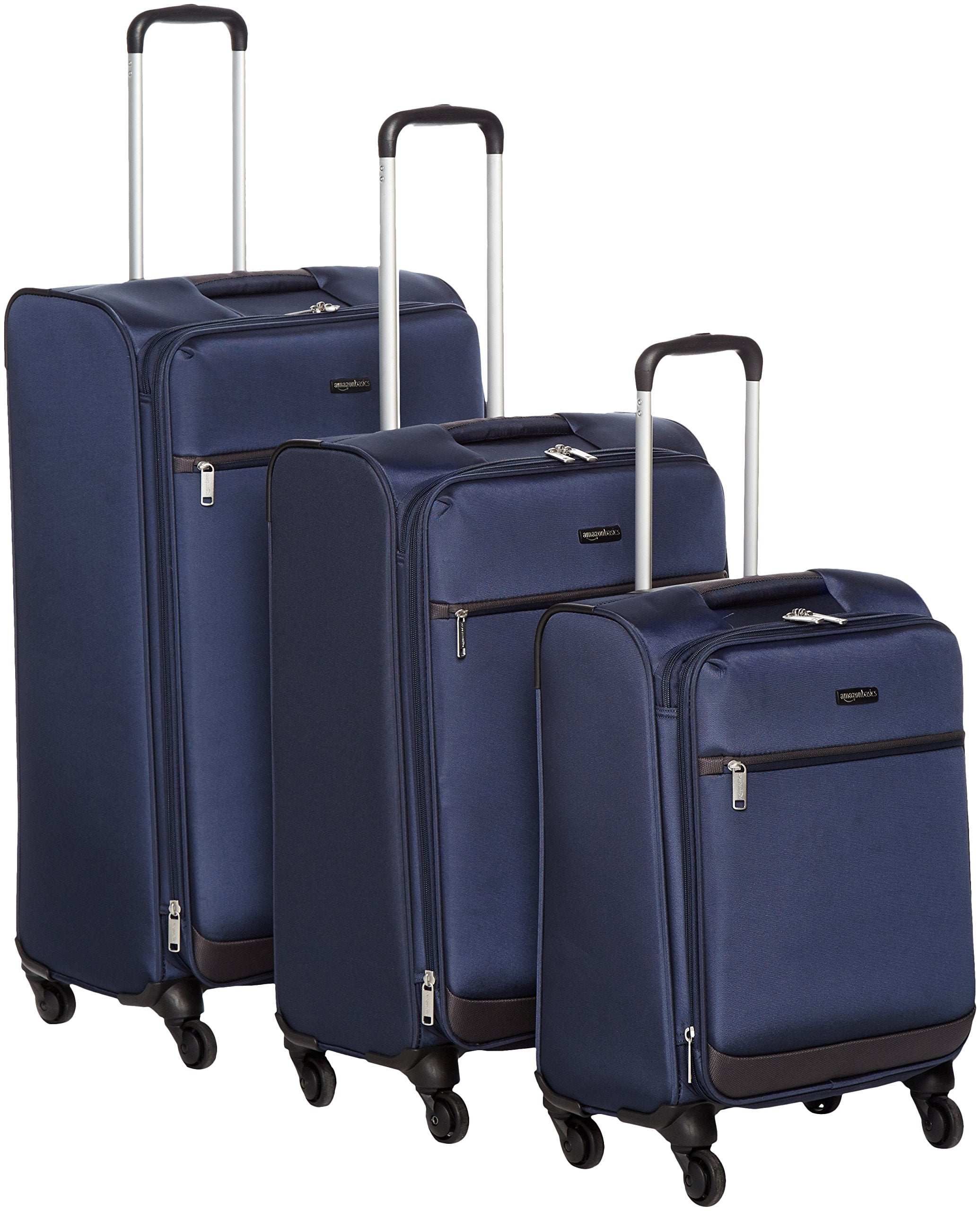 Set of 3 Navy Blue Softsided Trolleys - 21/ 25/29 Inch (53/63/73 cm), Blue