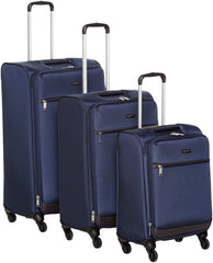Set of 3 Navy Blue Softsided Trolleys - 21/ 25/29 Inch (53/63/73 cm), Blue