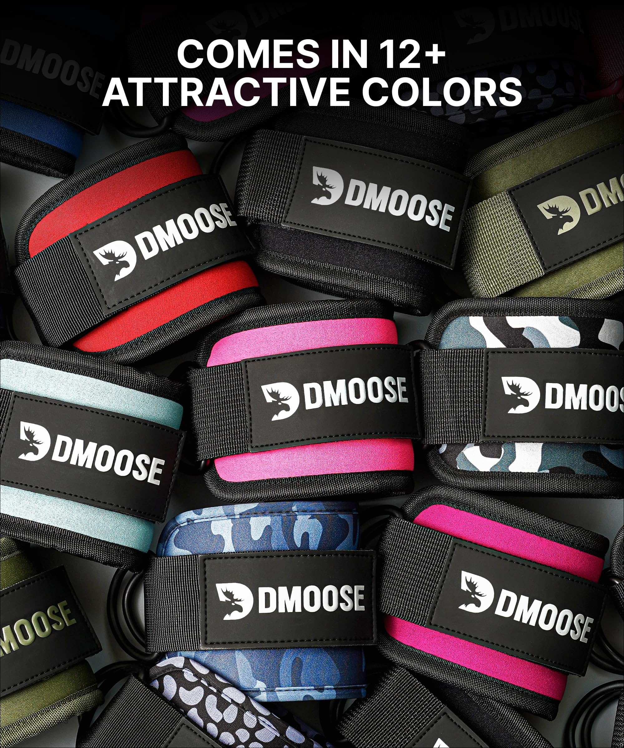 DMoose Fitness Ankle Straps for Cable Machines - One Size Fit with Premium Padding, Glute Kickback Ankle Strap for Women & Men, Cable Attachments for Gym, Booty Workouts, Leg Extension & Hip Abductors