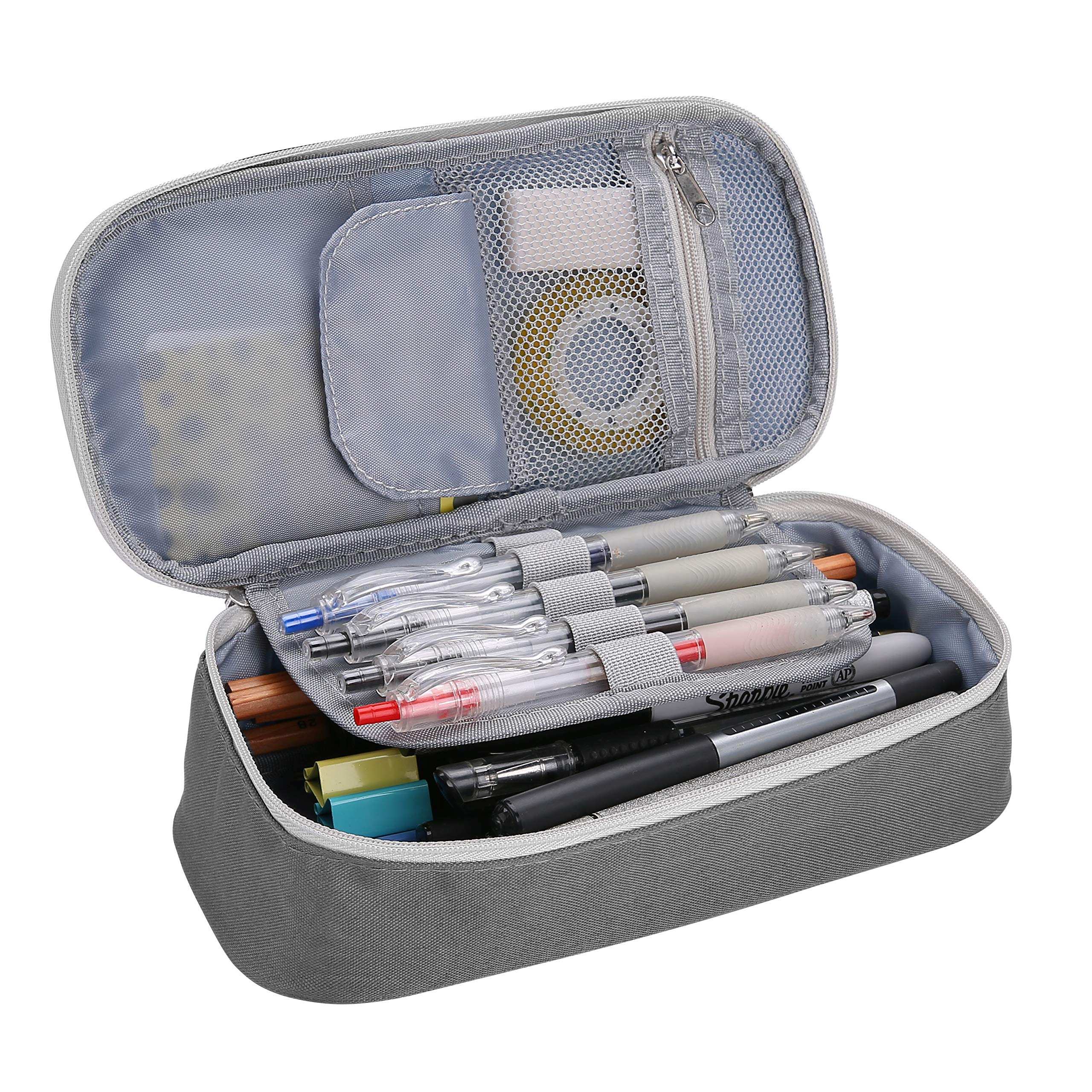Procase Large Capacity Pencil Case, Student Stationery Holder and Zippered Desk Organizer for Pencils, Highlighters, Gel Pens, School Supplies for Students and Office Clerks