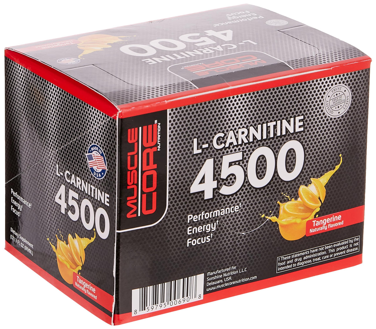 MUSCLE CORE NUTRITION L-Carnitine 4500 Tangerine, 89 Ml Box Of 12