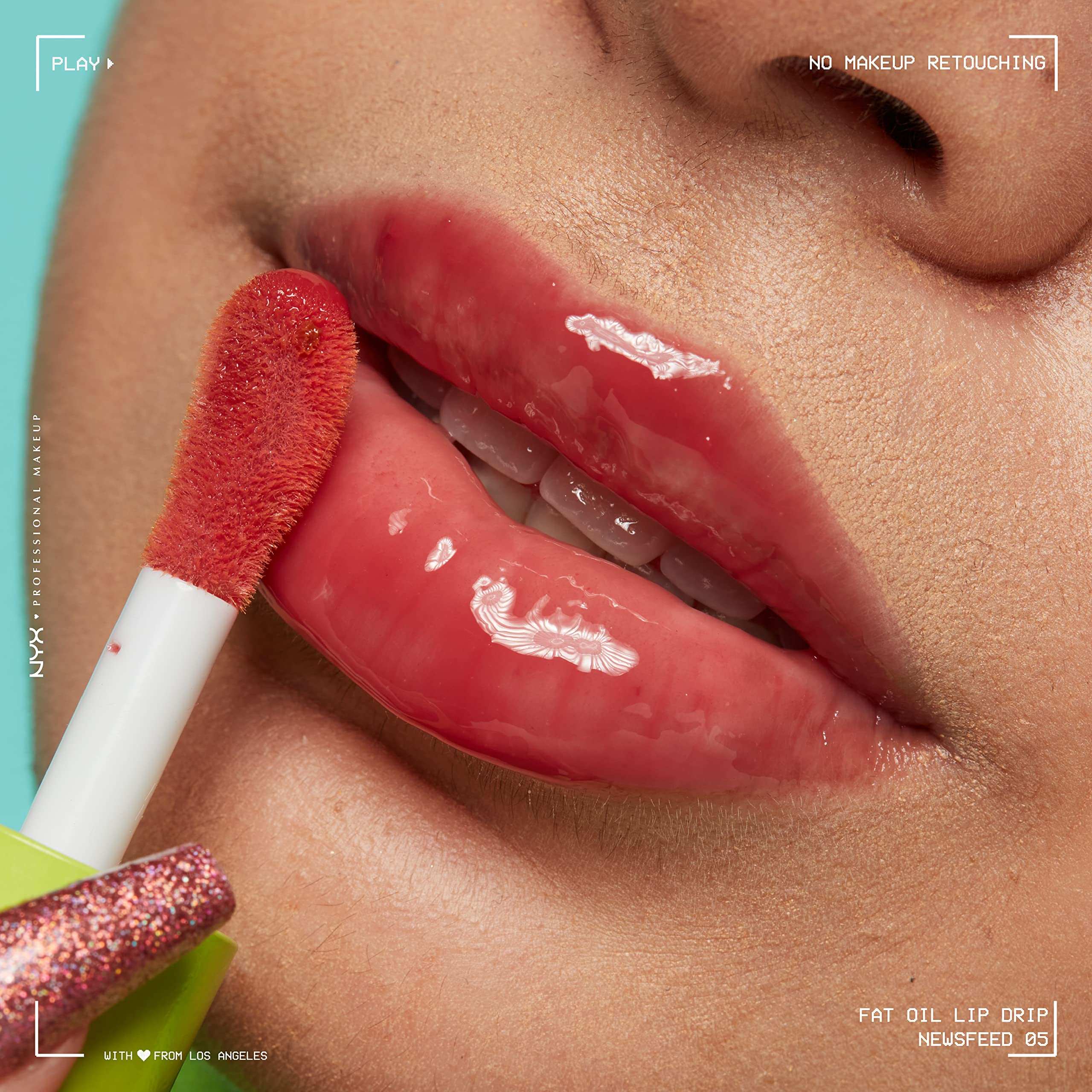 NYX PROFESSIONAL MAKEUP Fat Oil Lip Drip, Moisturizing, Shiny, Vegan Tinted Lip Gloss, Non-Sticky Finish, 12H Hydration, Squalane, Raspberry and Cloudberry Oils - Newsfeed (Rose Nude)