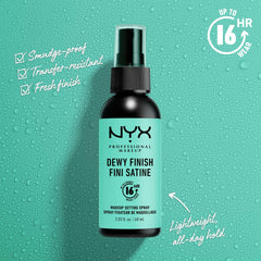 NYX Professional Makeup | Dewy Finish Setting Spray - Lightweight, Holds Makeup Up to 16 Hours - 60ml, Dewy Finish - No. 02