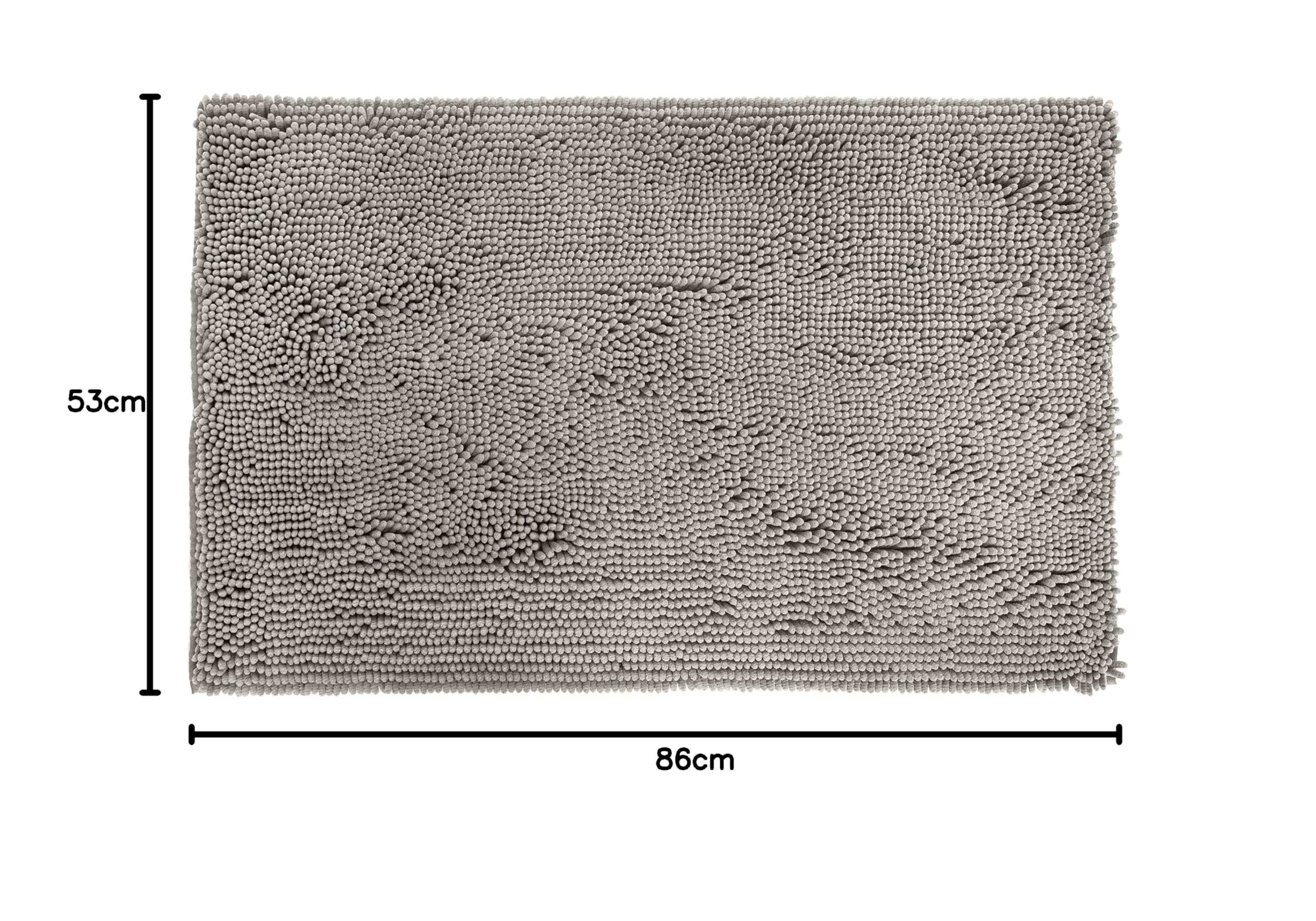 Non-Slip Microfiber Shag Bathroom Rug Mat, 53.3 by 86.3 centimeters, Platinum