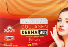 Sunshine Nutrition Platinum Collagen Derma Shot (20 Bottles X 25 Ml Each) | Premium Collagen Drink For Skin Care | Strawberry Flavor