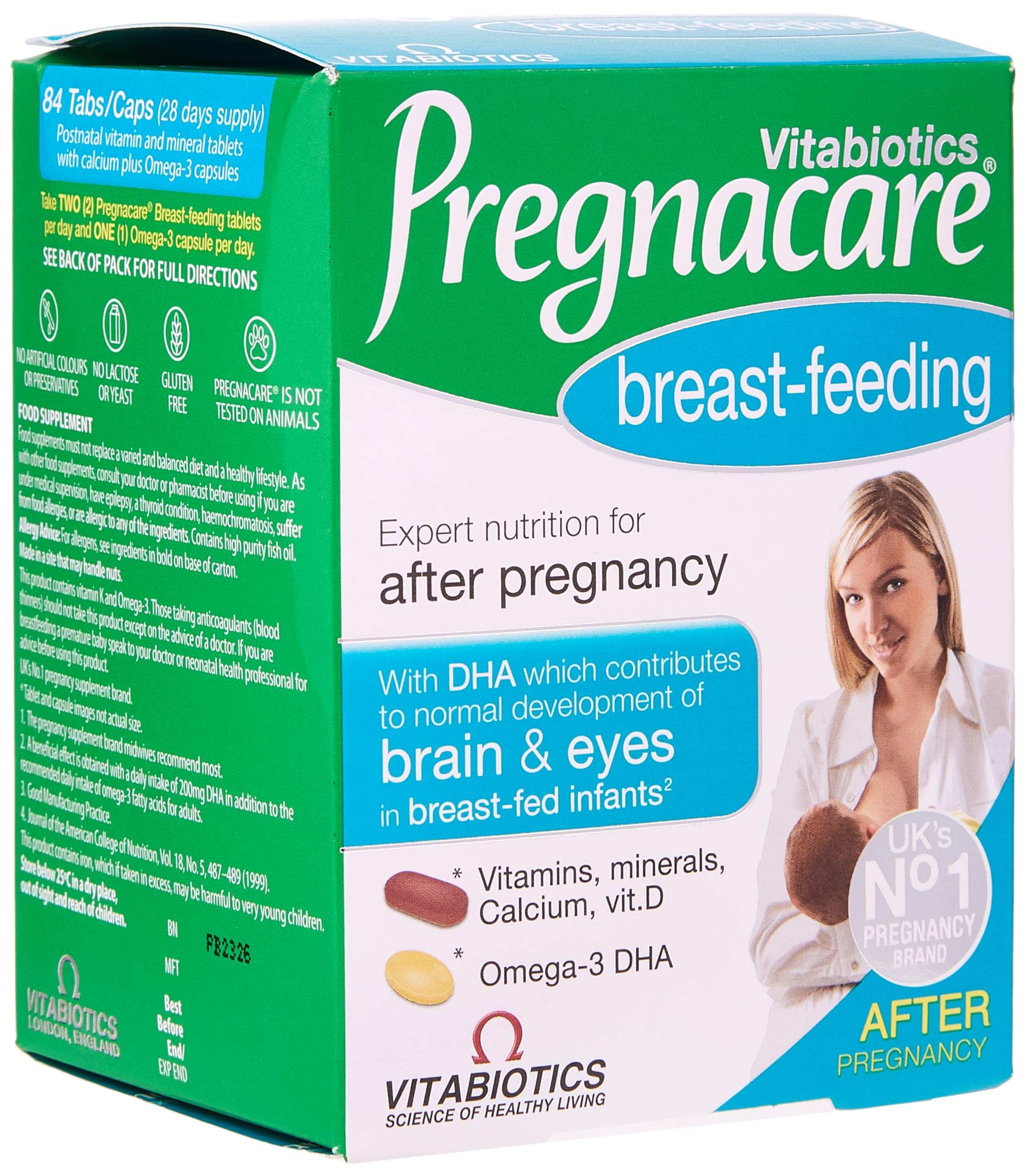 Vitabiotics Pregnacare Breastfeeding 56 Tablets & 28 Capsules | Expert Postpartum Nutrition with Omega-3 DHA, Vitamins, Minerals, & Calcium | Supports Brain and Eye Development in Breast-Fed Infants
