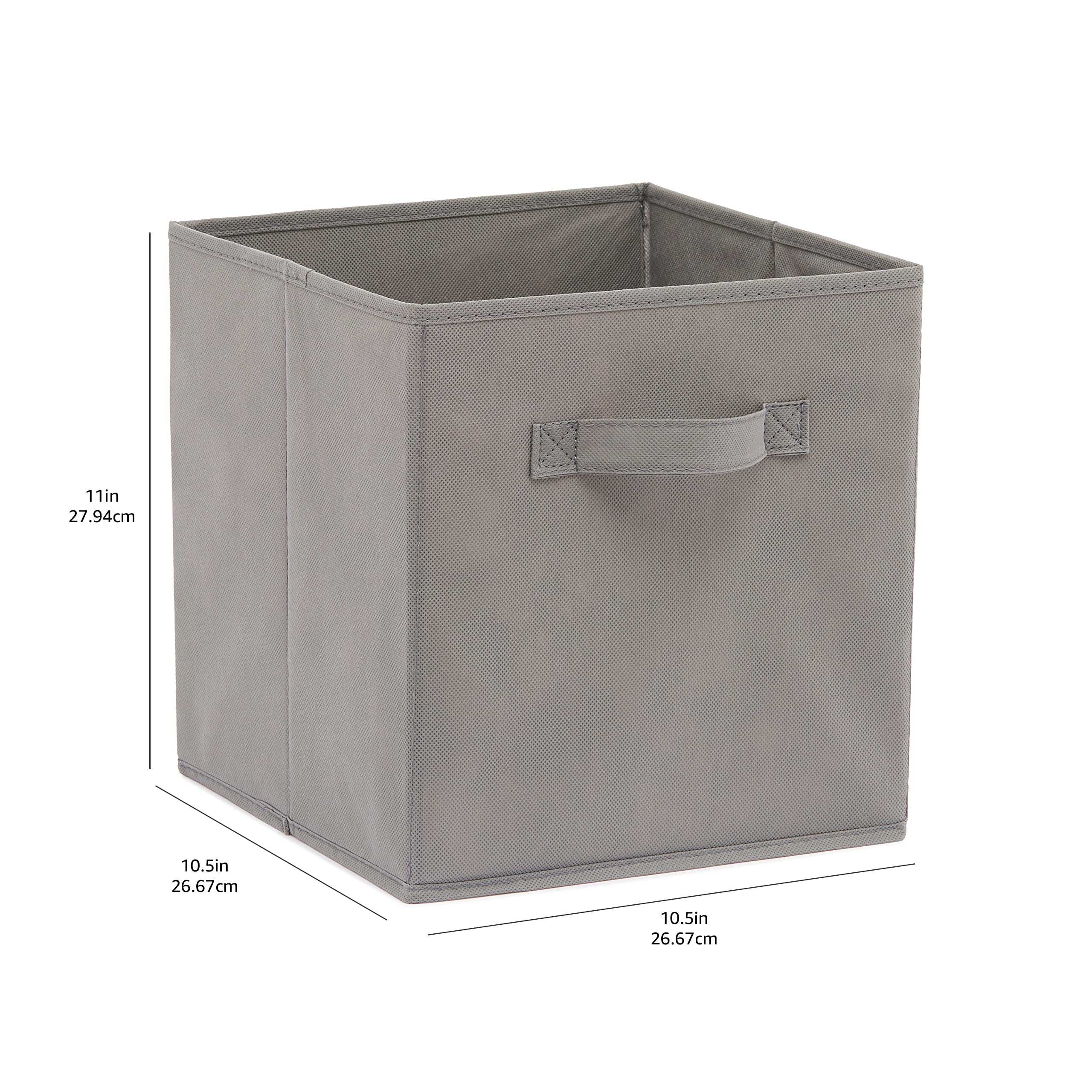 Collapsible Fabric Storage Cube/Organiser with Handles, Pack of 6, Solid Grey, 26.6 x 26.6 x 27.9 cm