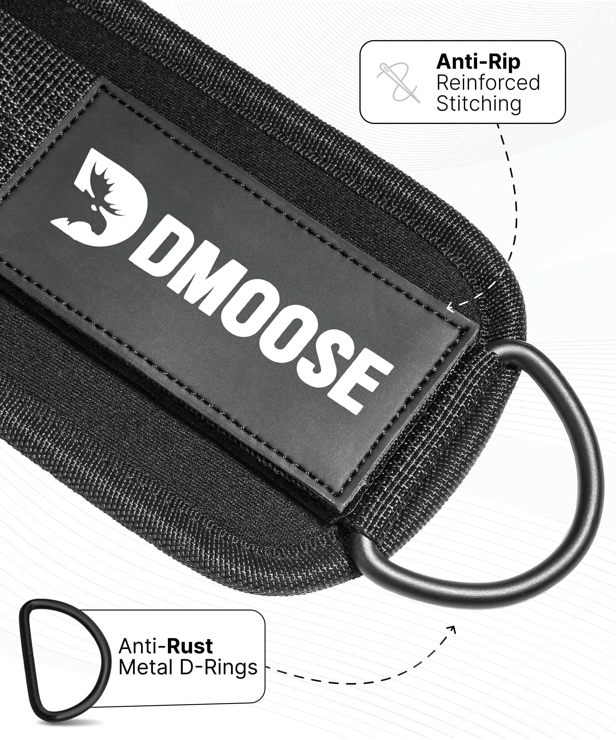 DMoose Fitness Ankle Straps for Cable Machines - One Size Fit with Premium Padding, Glute Kickback Ankle Strap for Women & Men, Cable Attachments for Gym, Booty Workouts, Leg Extension & Hip Abductors