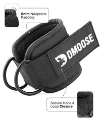 DMoose Fitness Ankle Straps for Cable Machines - One Size Fit with Premium Padding, Glute Kickback Ankle Strap for Women & Men, Cable Attachments for Gym, Booty Workouts, Leg Extension & Hip Abductors