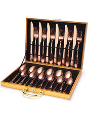 Huitich 24 Piece Stainless Steel Flatware Set Rose Gold