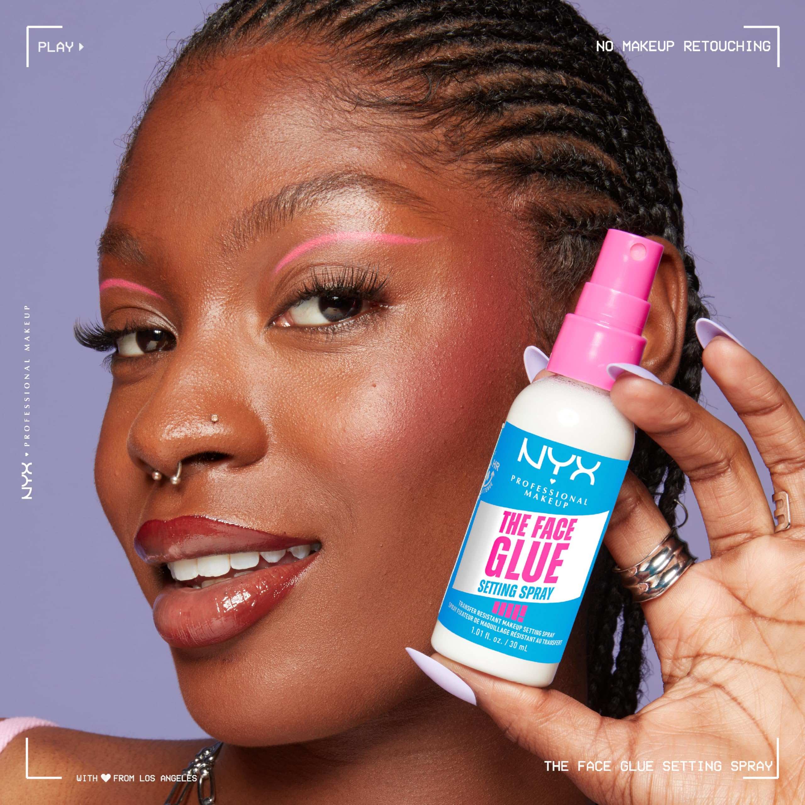 NYX Professional Makeup The Face Glue Setting Spray, Makeup Setting Spray, Upto 24 Hours Makeup Wear, Light-Weight & Long- wear, Transfer-Resistant & Waterproof, 60 ml