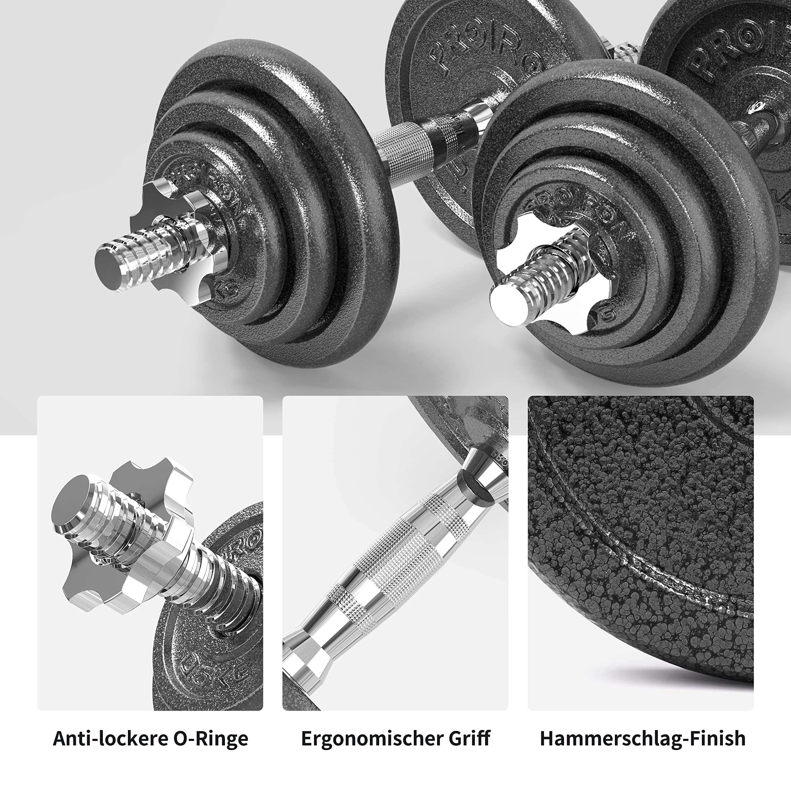 PROIRON Cast Iron Weight Plates Set 1.25kg,2.5kg,5kg,10kg (Choice of Sizes) for 1" Dumbbell Handle Bar