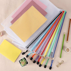 EOOUT 32pcs Mesh Zipper Pouch Bags, Mesh Bags with Zipper, Zipper Pouch for Organizing, Letter Size, A4 Size, for Office Supplies, Puzzles