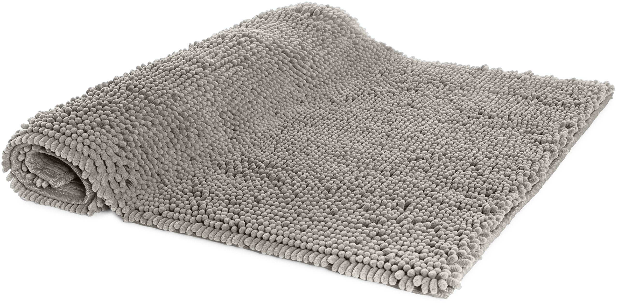 Non-Slip Microfiber Shag Bathroom Rug Mat, 53.3 by 86.3 centimeters, Platinum