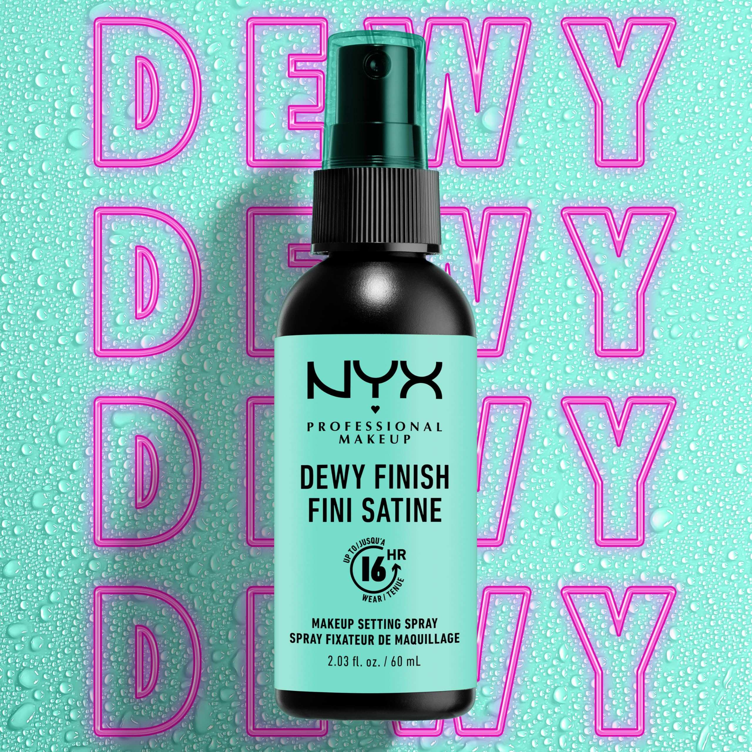 NYX Professional Makeup | Dewy Finish Setting Spray - Lightweight, Holds Makeup Up to 16 Hours - 60ml, Dewy Finish - No. 02