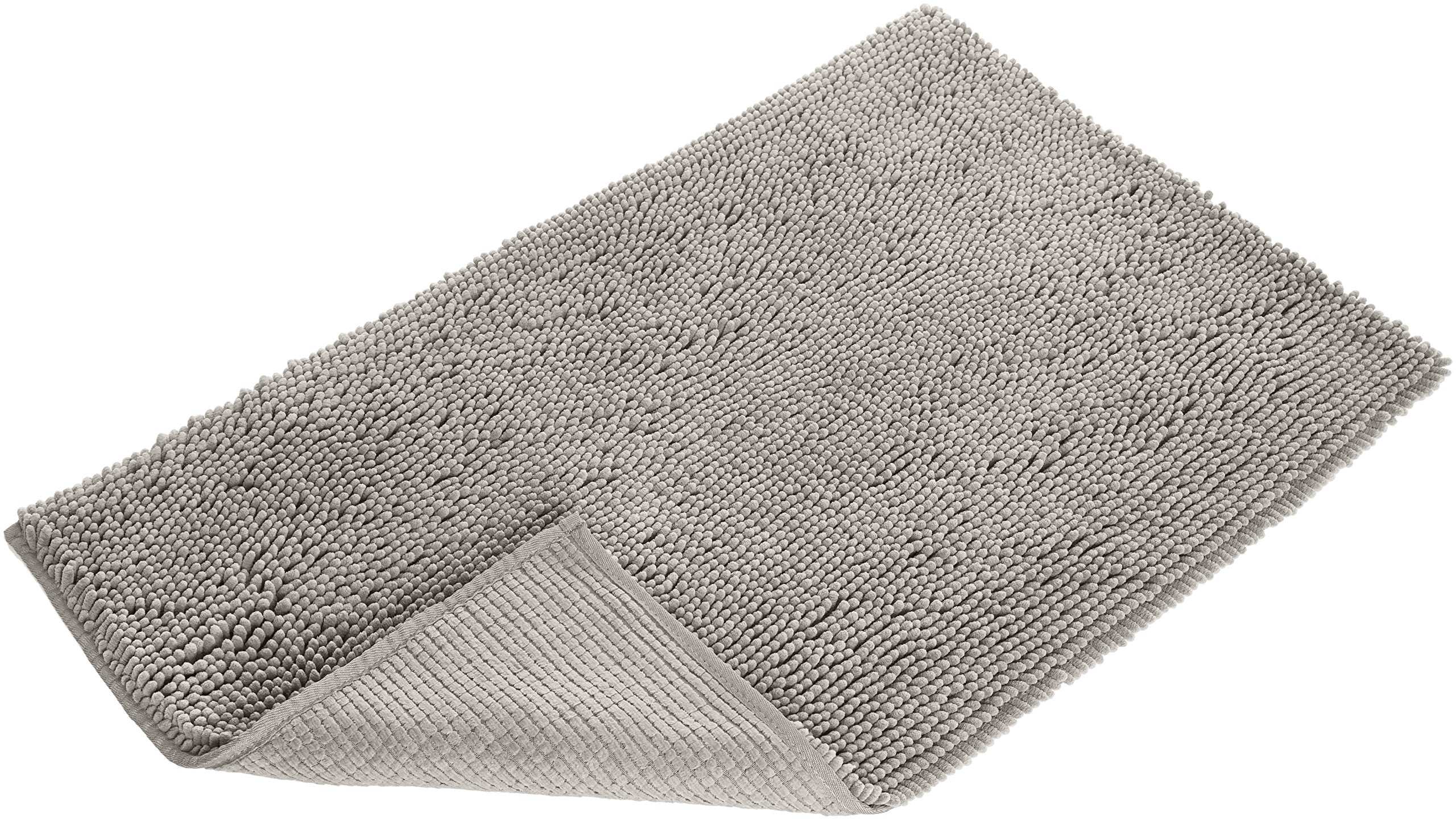 Non-Slip Microfiber Shag Bathroom Rug Mat, 53.3 by 86.3 centimeters, Platinum