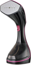 BLACK+DECKER handheld garment steamer with ceramic soleplate, black and purple accents
