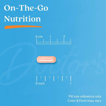 Pink oblong veggie capsule for PQQ, size reference only; color and form may vary