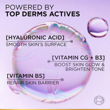 L’Oréal Paris Revitalift Glass Skin cream graphic with hyaluronic acid and vitamins