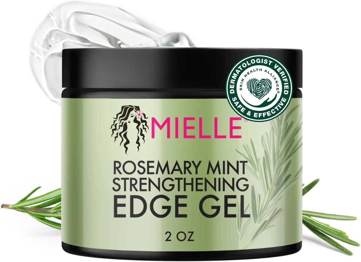 Mielle Organics Rosemary Mint Strengthening Edge Gel For Sleeking And Taming Hair, 57 g, White