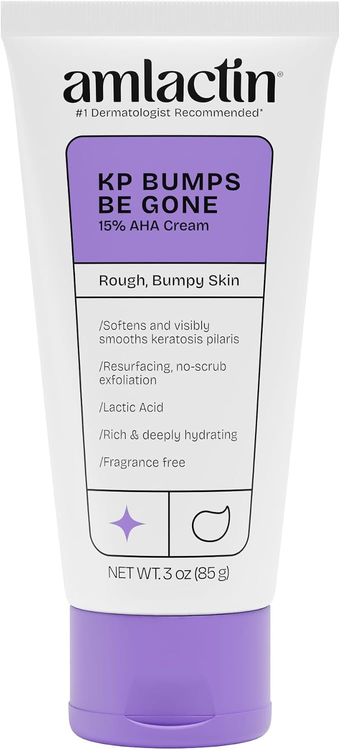 AmLactin KP Bumps Be Gone - 3 oz Keratosis Pilaris Moisturizing Cream with 15% Lactic Acid - Exfoliator and Moisturizer for Dry, Rough and Bumpy Skin (Packaging May Vary)