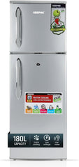 Geepas 180L Double Door Refrigerator - Durable Fast Cooling And Preserves Freshness, Low Noise, Energy Efficient132L Gross Capacity, Fridge Capacity -98L, Freezer Capacity-34L 120 W GRF1856WPN