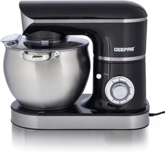 Geepas 1500W Stand Mixer With 8.5Lstainless Steel Mixing Bowl - Ideal For Bread & Dough | 6 Speed With Pulse, & Eject Button | Whisk, Beaters & Dough Hook | 2 Year Warranty, Multicolor, Gsm43040