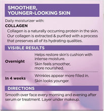 L'Oreal Paris Collagen Moisture Filler cream box back with benefits and directions