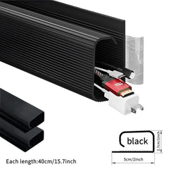 2 Pcs Self-Under Desk Cable Tray PVC Invisible Slot Organizer