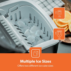 Geepas Portable Automatic Ice Maker- GIM63053UK| 1.2 L Water Container Capacity, 0.6 KG Ice Container Capacity| Produces 12 KG Ice per Day, Perfect for Home, Restaurants, Outdoor Parties, Camps, Etc.