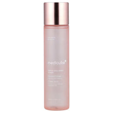 Medicube triple collagen toner bottle with rose-gold cap, pink translucent liquid