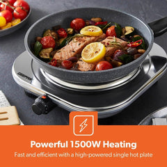 Geepas Stainless Steel Single Hot Plate, Indicator Light, GHP32023 1500W, Adjustable Temperature Control, Overheat Protection,2 Years Warranty, Silver