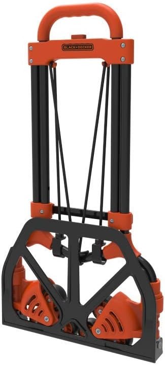 Black & Decker Folding Stair Climbing Trolley, Heavy Duty Steel Dolly Cart, Great Load Capacity, Folds for Storage, 6-Wheeler, Black & Orange