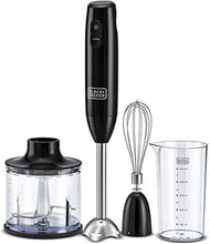 BLACK+DECKER black hand blender set with whisk, chopping bowl, beaker, stainless blades