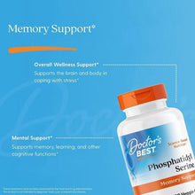 Phosphatidyl Serine supplement bottle with orange cap, Memory Support label
