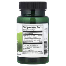 Swanson Saw Palmetto supplement bottle with black cap, back Supplement Facts label
