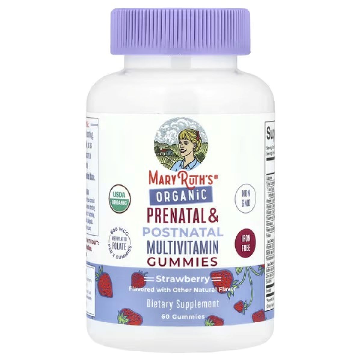 MaryRuth's Organic Prenatal & Postnatal Multivitamin Gummies, Strawberry, 60 Vegan Gummies