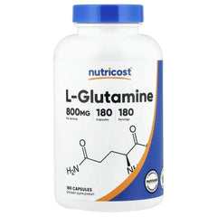 Nutricost L-Glutamine – 180 Capsules | Amino Acid Supplement for Daily Wellness