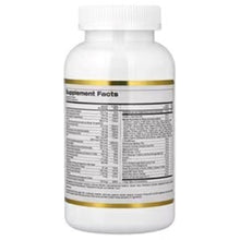 California Gold Nutrition multivitamin bottle with Supplement Facts back label