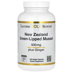 California Gold Nutrition New Zealand Green-Lipped Mussel with Ginger Extract 500 mg – 240 Veggie Capsules