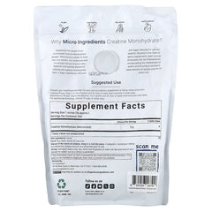 Micro Ingredients, Creatine Monohydrate Powder, Unflavoured, 2.2 lb (1 kg)