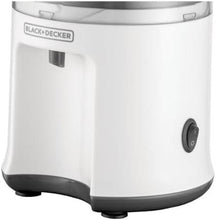 Juicer extractor base in white with BLACK+DECKER logo and black control knob