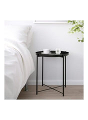 Round Coffee Serving Tray Table Black