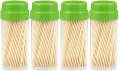 Fitto Bamboo Toothpicks - Pack of 4, Eco-Friendly, Natural Wood Toothpicks for Parties, Catering, & Everyday Use (Packaging may vary)